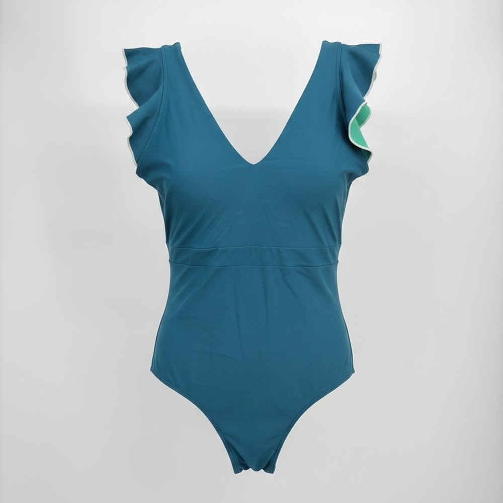 Summersalt Long Torso Ruffle Backflip One Piece Swimsuit 10LT Seaglass Seaweed - Picture 3 of 13